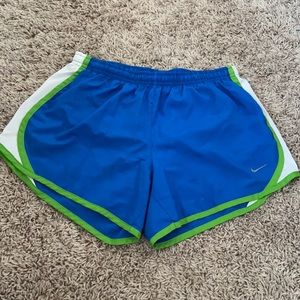 Blue green and white Nike dry fit girls shorts